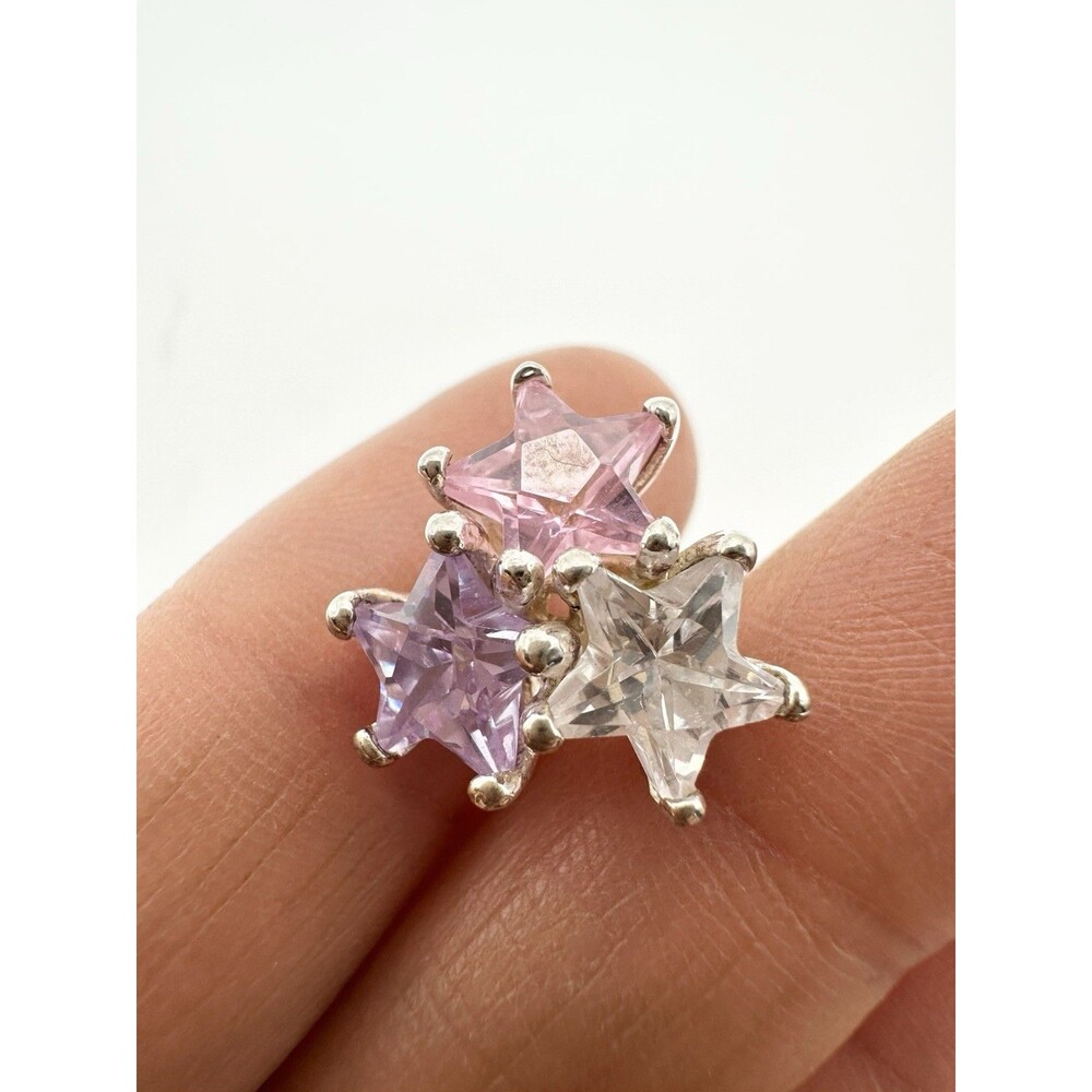 925 Sterling Silver Triple Star Pendant Charm